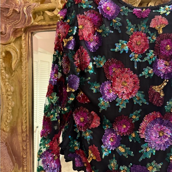 Vintage Floral Sequin Women's top - Picture 2 of 7